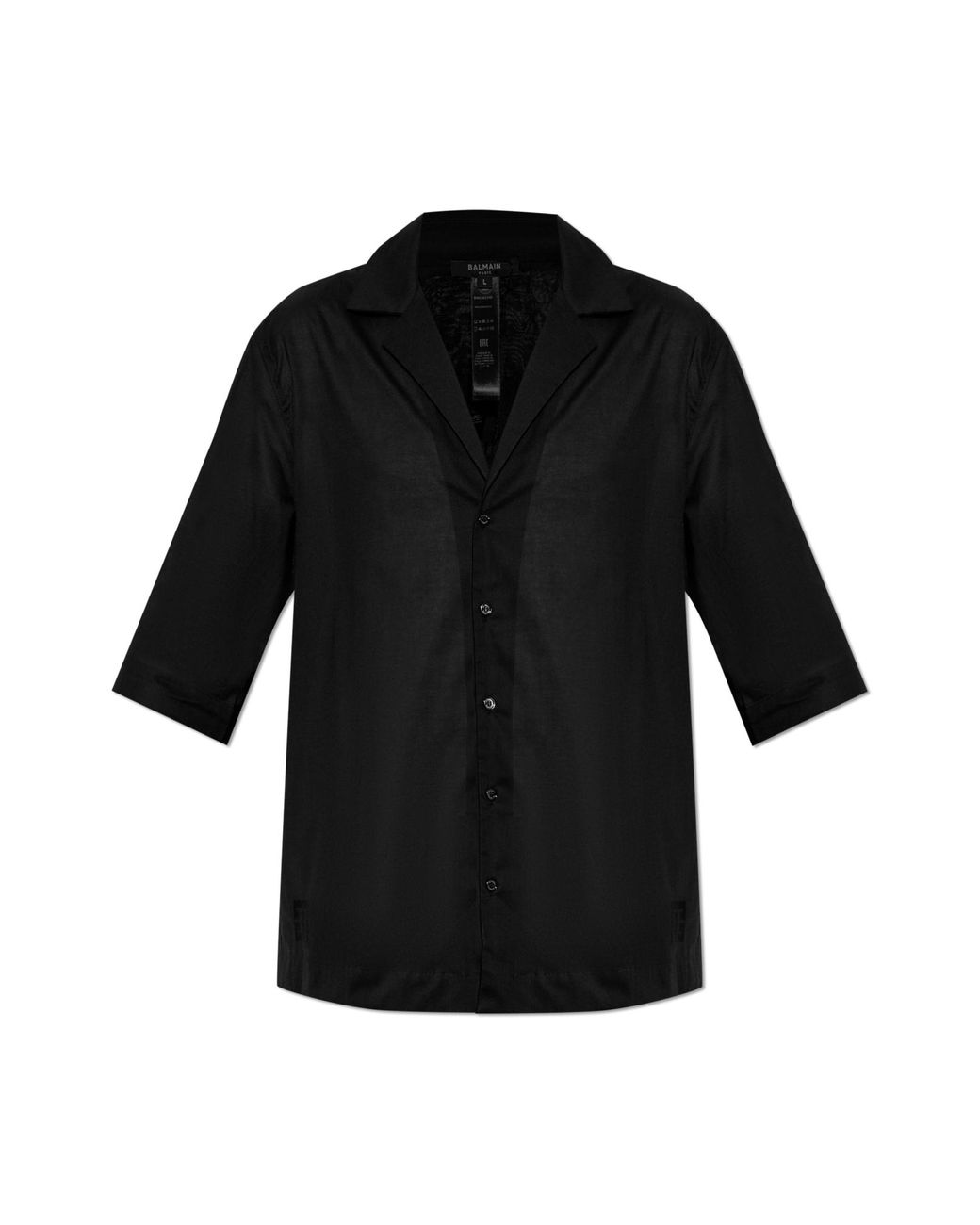 Balmain Black Cotton Short-Sleeve Shirt for men