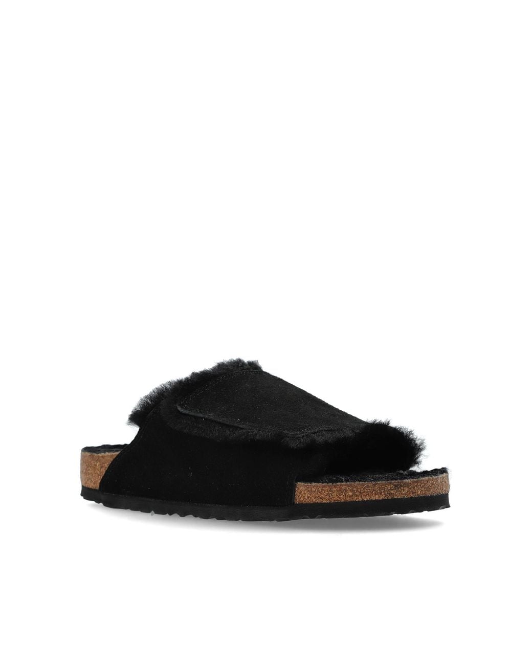Birkenstock Black 'Solana Shearling' Slides for men