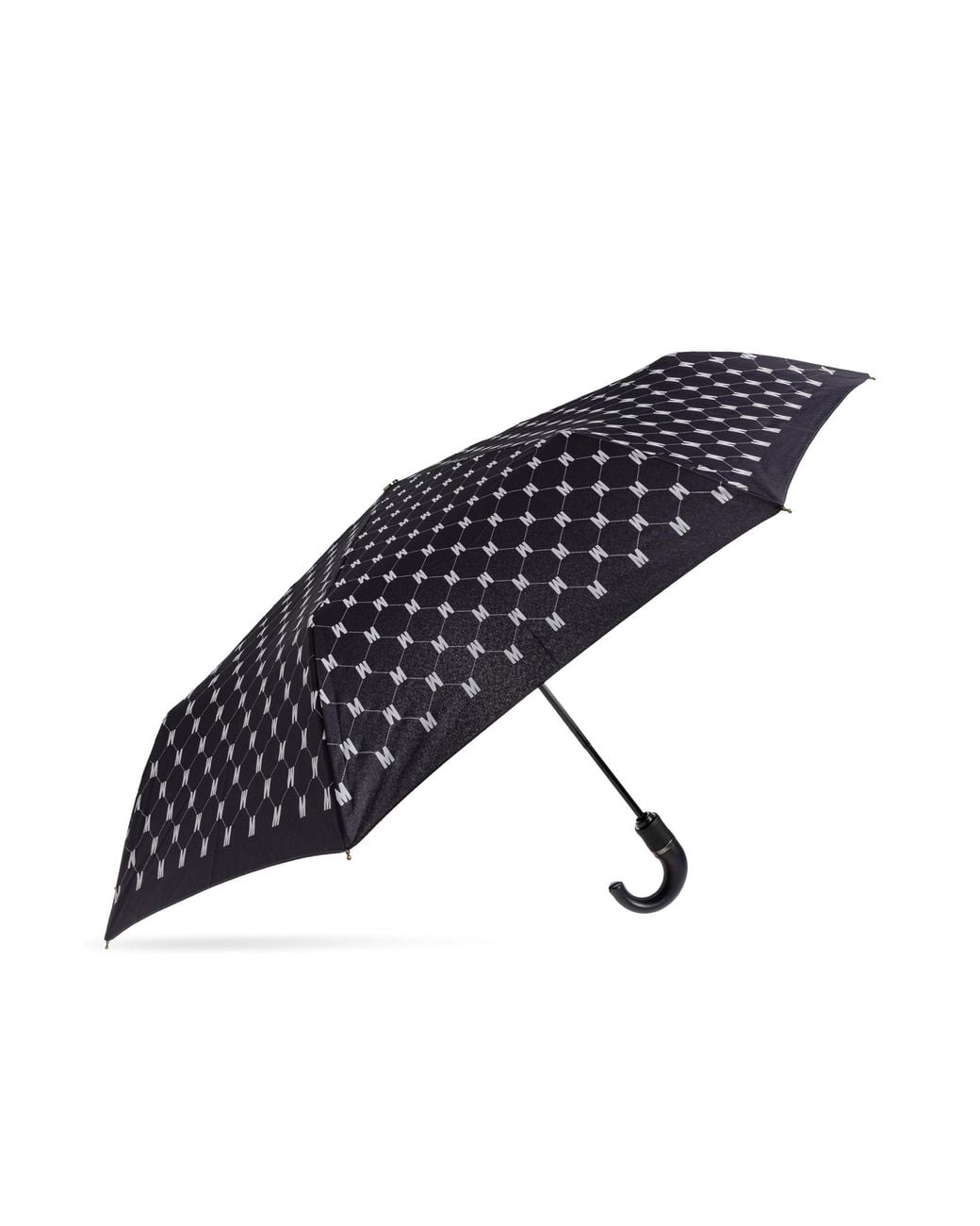 Moschino Black Folding Umbrella With Monogram