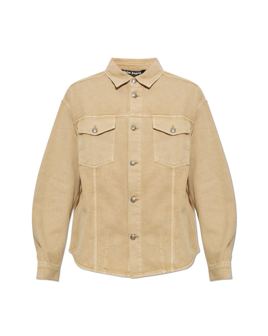 Palm Angels Natural Denim Shirt Jacket With Pockets for men