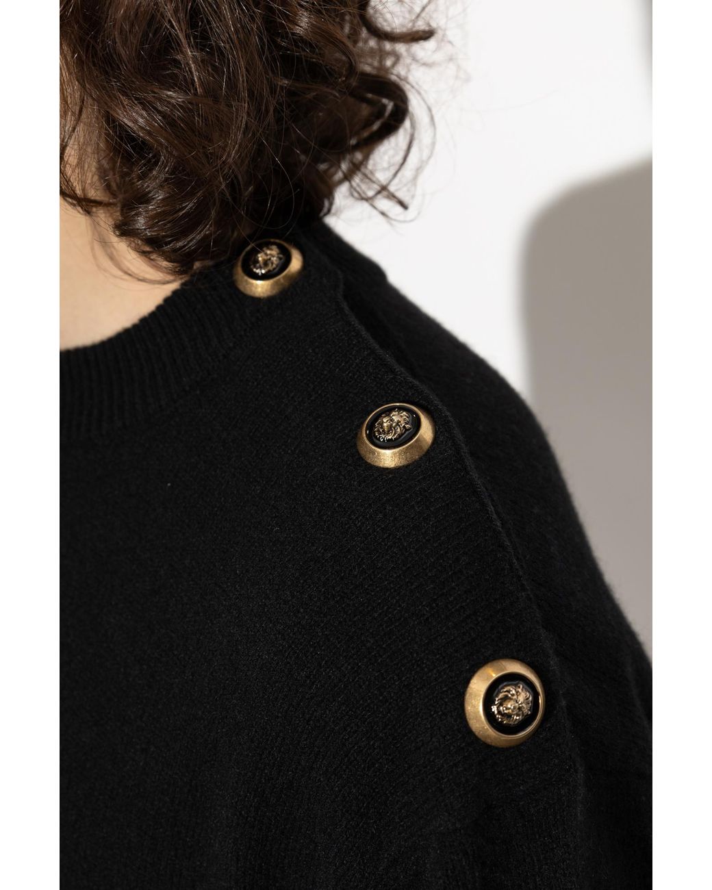 Balmain Black Sweater With Shoulder Fastening for men