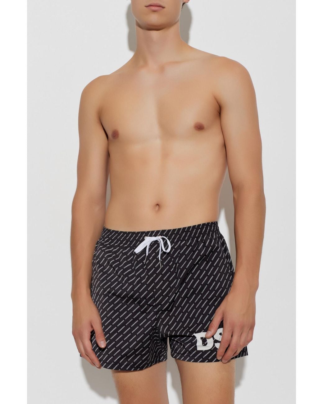 DSquared² Black Monogram Swim Shorts for men