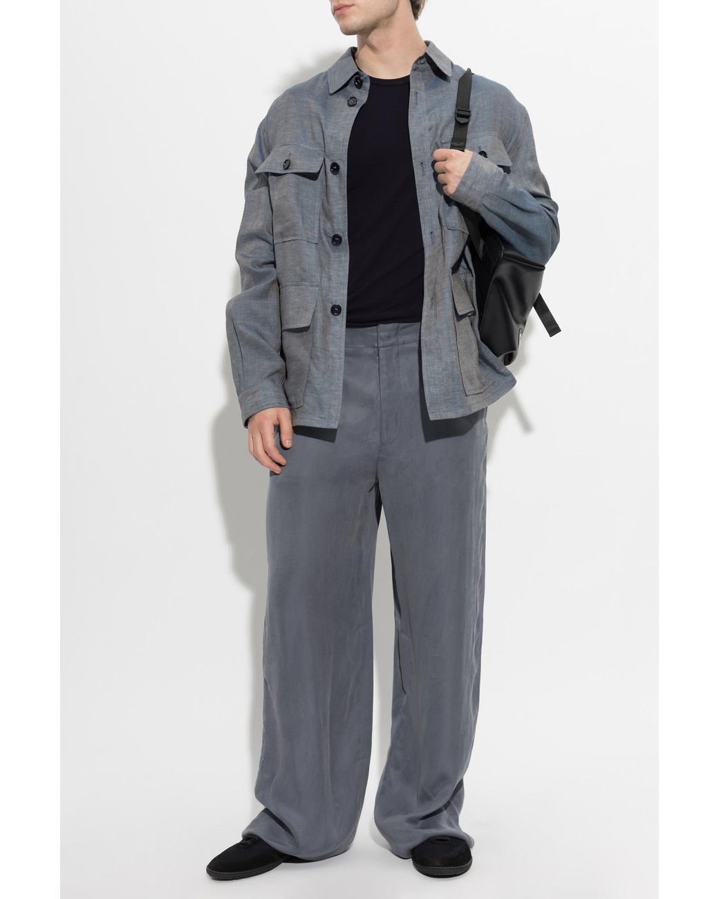 Giorgio Armani Blue Wide-Leg Trousers for men
