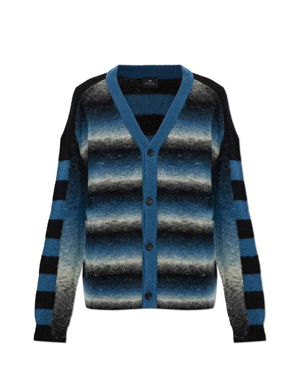 Paul Smith Blue Wool Striped Cardigan for men