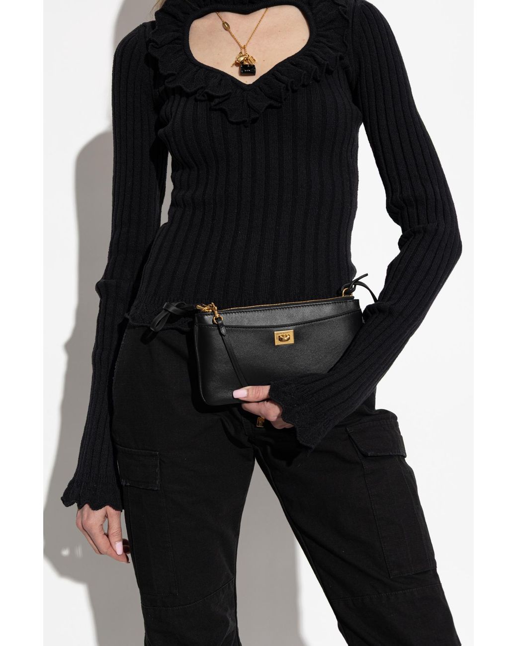 Balenciaga Black Phone Case 'Rodeo' On A Belt