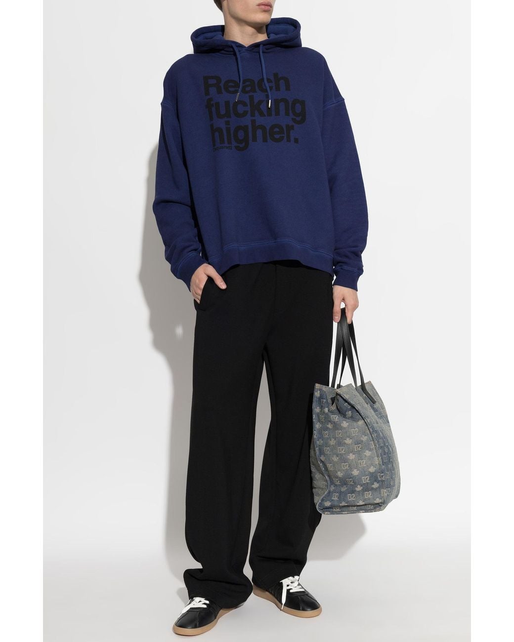 DSquared² Blue Cotton Sweatshirt With Print for men