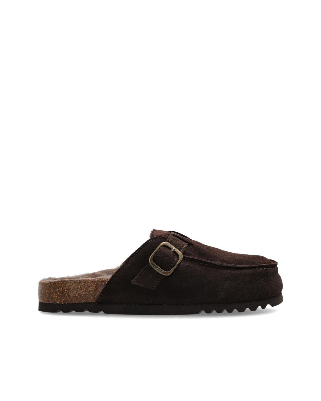 Scholl Black Leather Mules 'Dakota Fur'