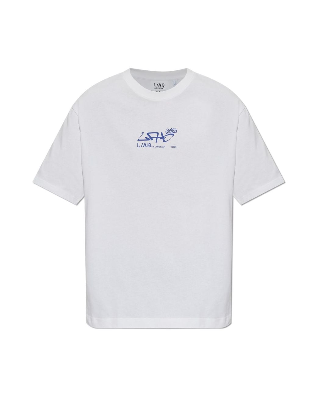 LAB C.O. OFF WHITE White Printed Logo T-Shirt for men