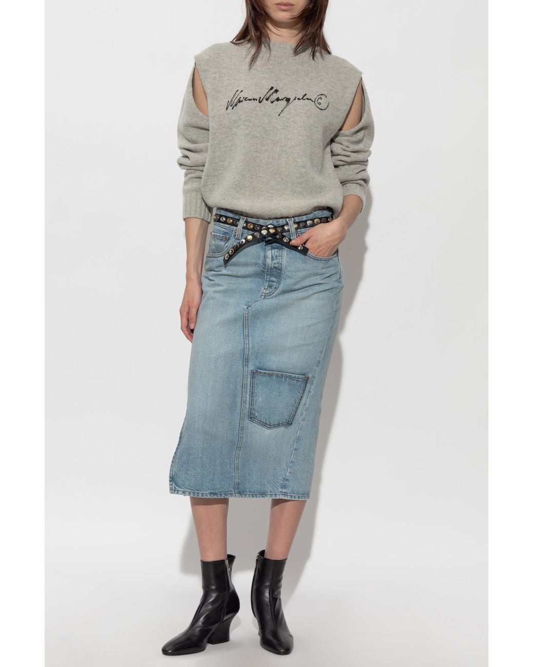MM6 by Maison Margiela Gray Sweater With Logo