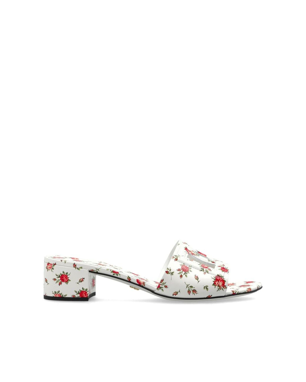 Dolce & Gabbana White Leather Heeled Mules