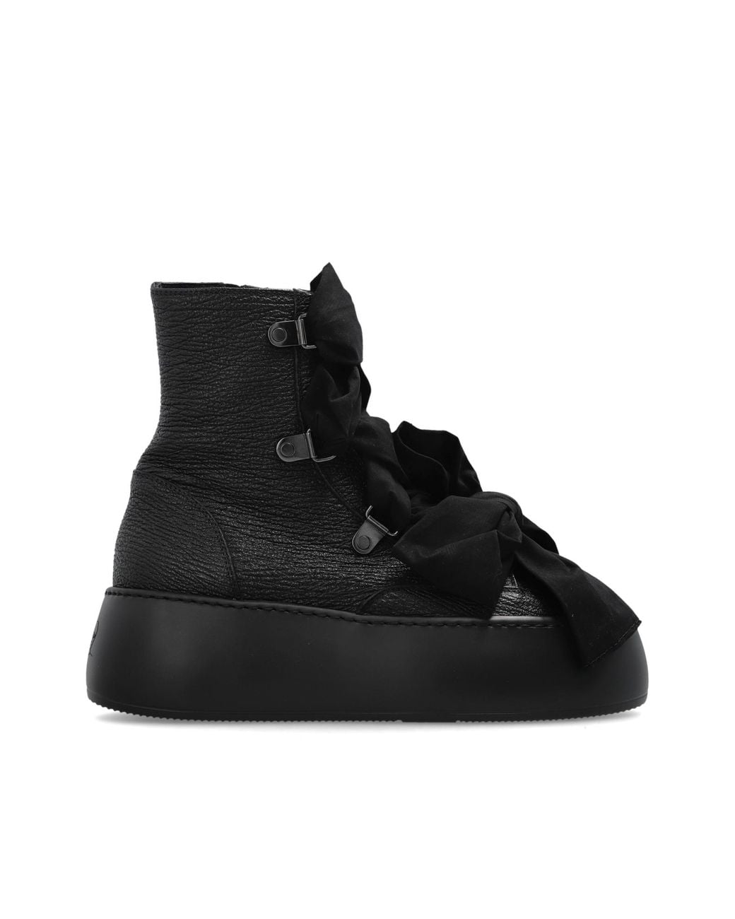 Agl Attilio Giusti Leombruni Black Leather Platform Shoes "Vibe Ribbon"