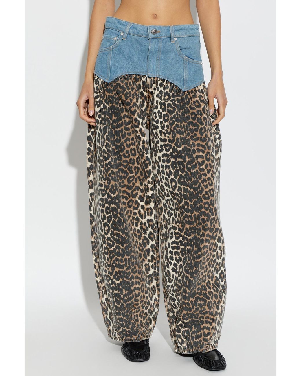 Ganni Gray Jeans With Floral Motif