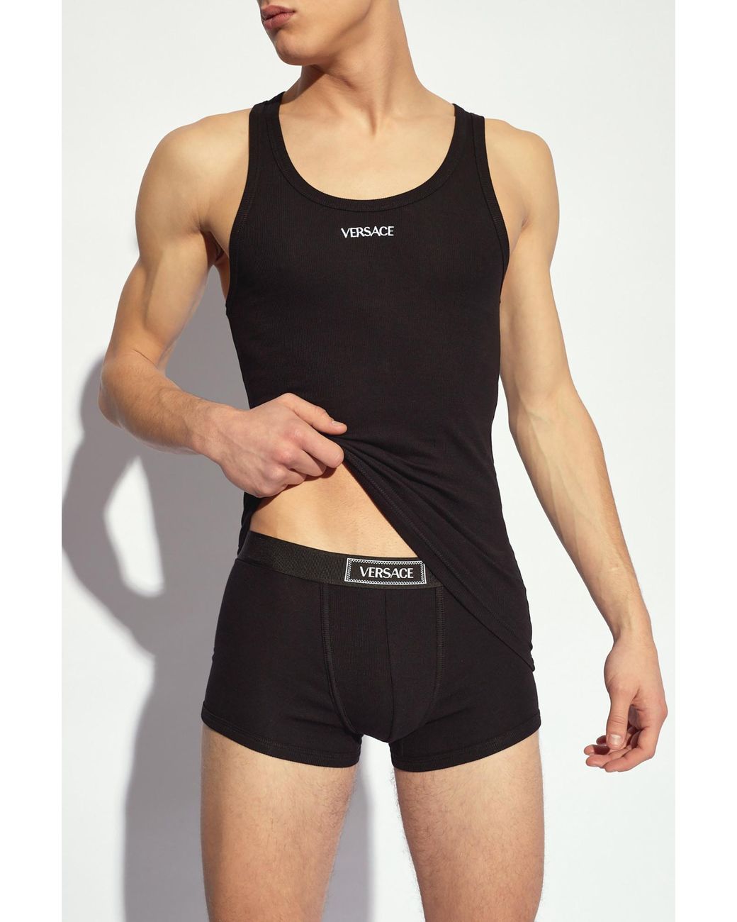 Versace Black Sleeveless Tank Top for men