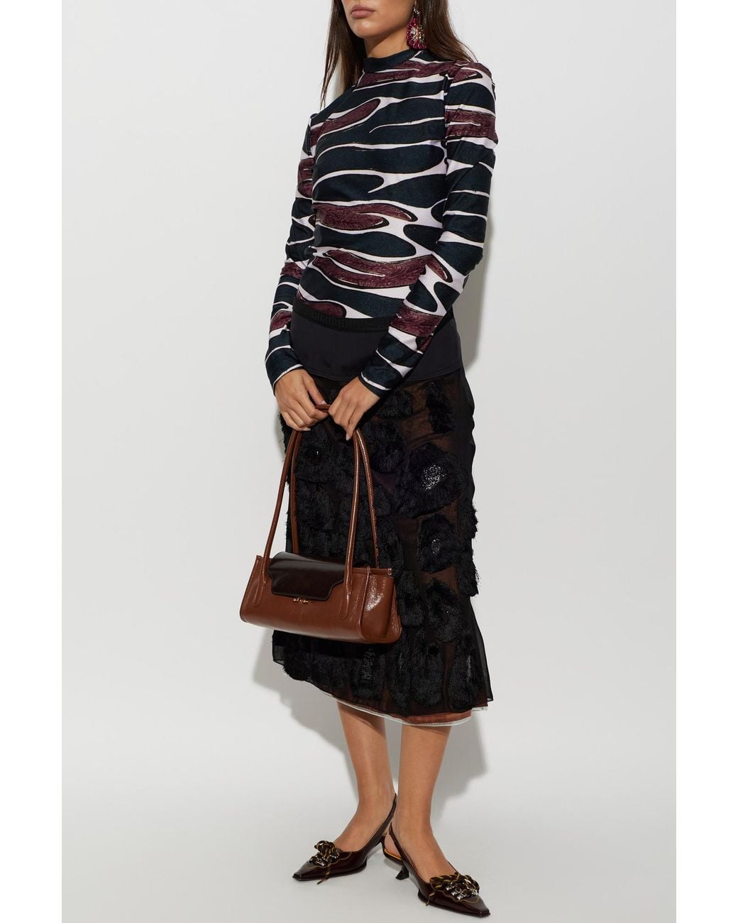 Marni Black Patterned Turtleneck Top