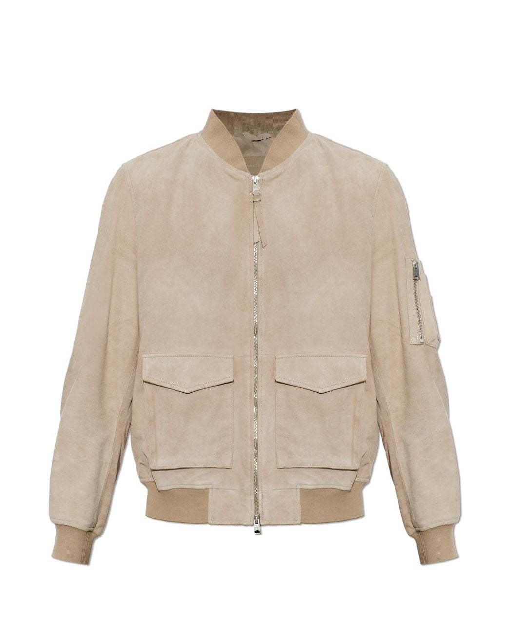 AllSaints White 'Rokko' Suede Bomber Jacket for men