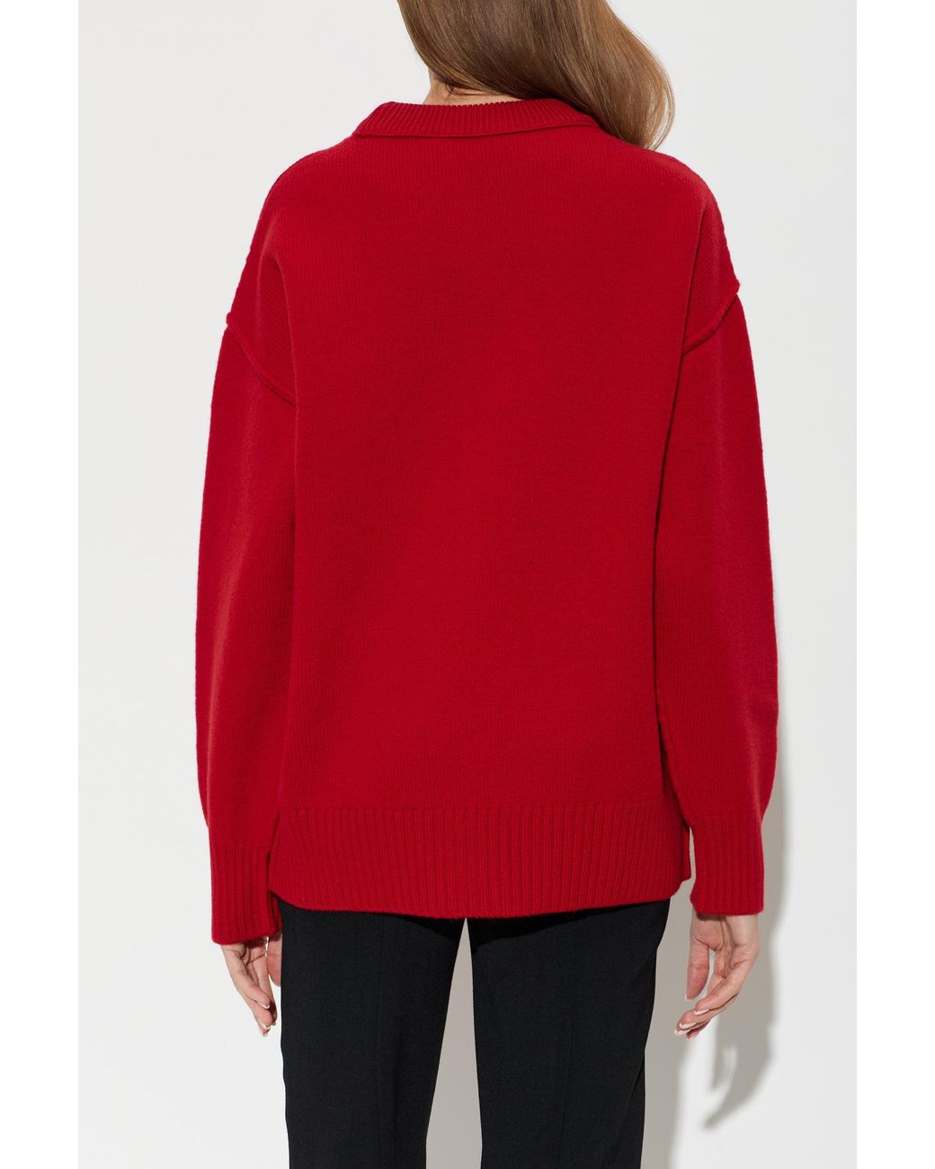 AMI Red Wool Sweater With A Crew Neck