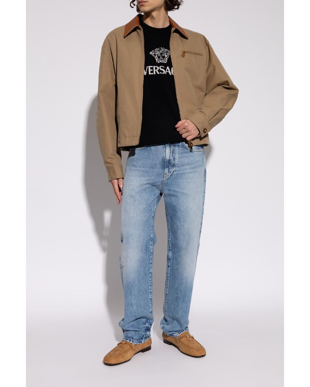 Versace Blue Suede 'Loafers' Shoes for men