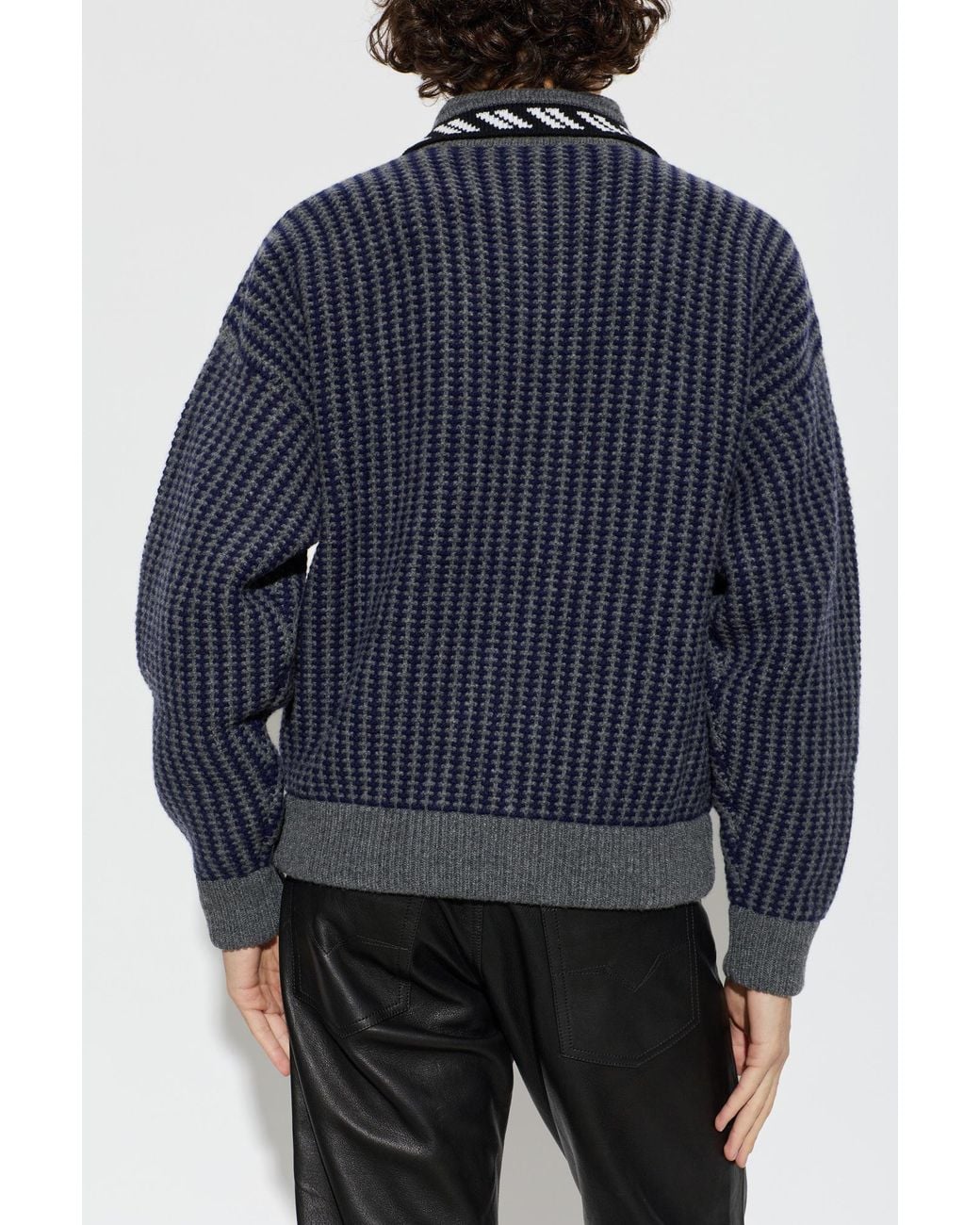 Versace Blue Wool Cardigan for men