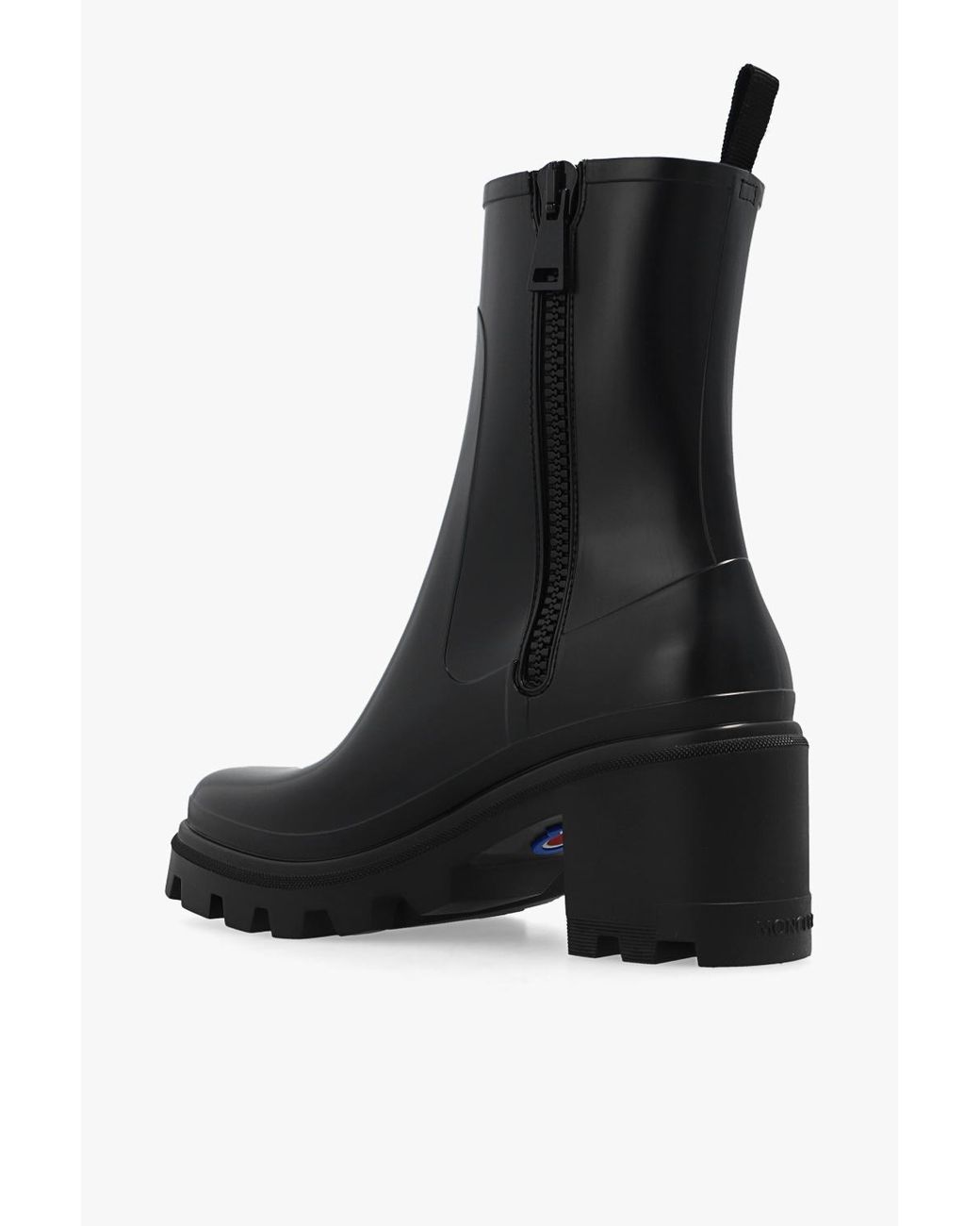 Moncler 'Loftgrip' Heeled Rain Boots in Black | Lyst