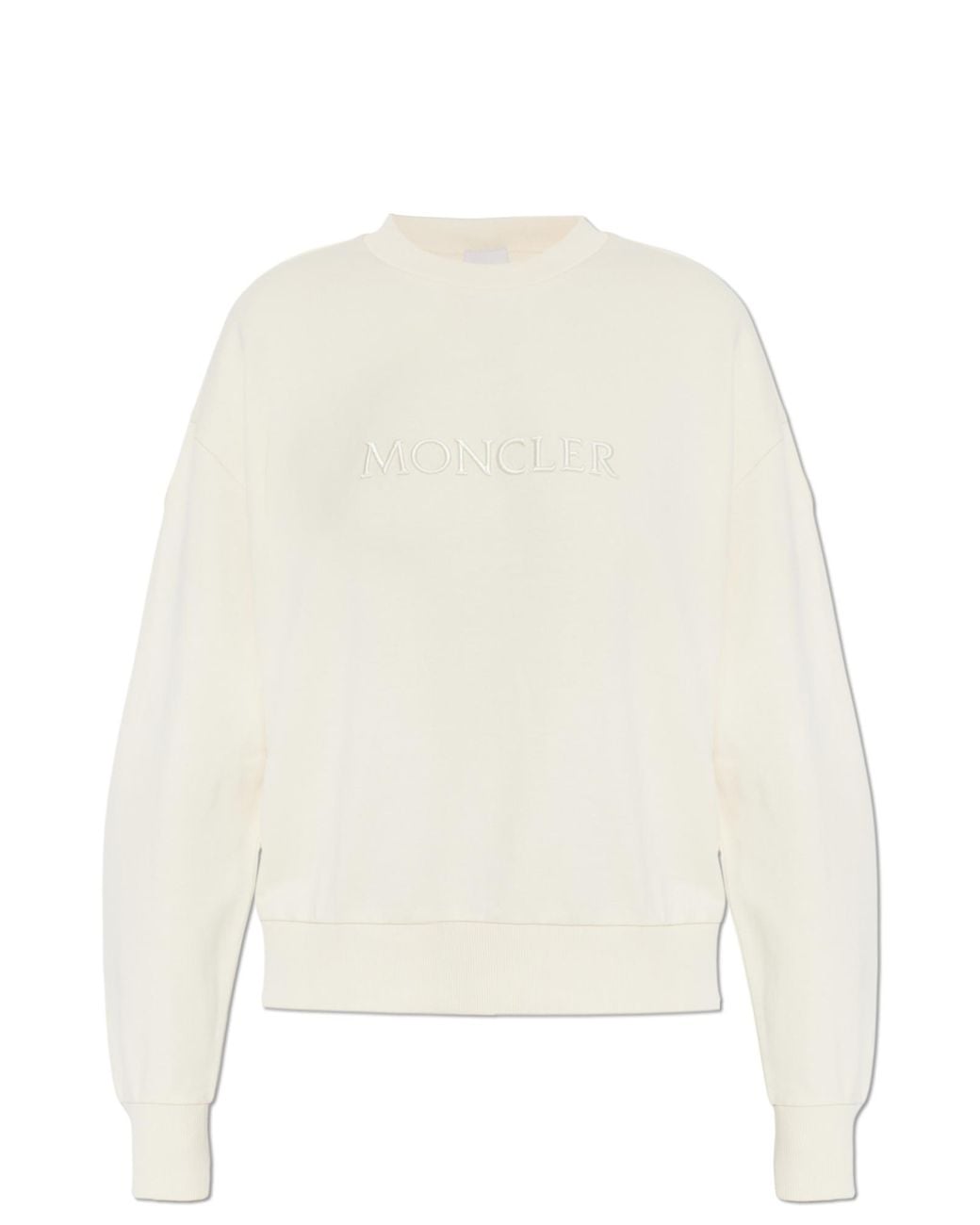 Moncler White Sweatshirt With Embroidered Logo