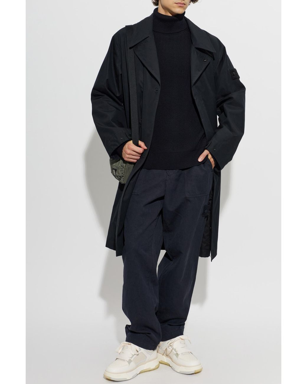 Stone Island Blue Wool Turtleneck for men