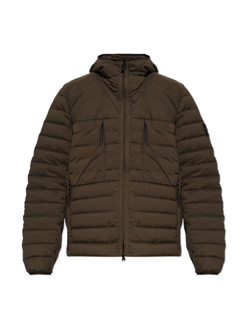 Stone Island Brown Quilted Jacket With Hood for men