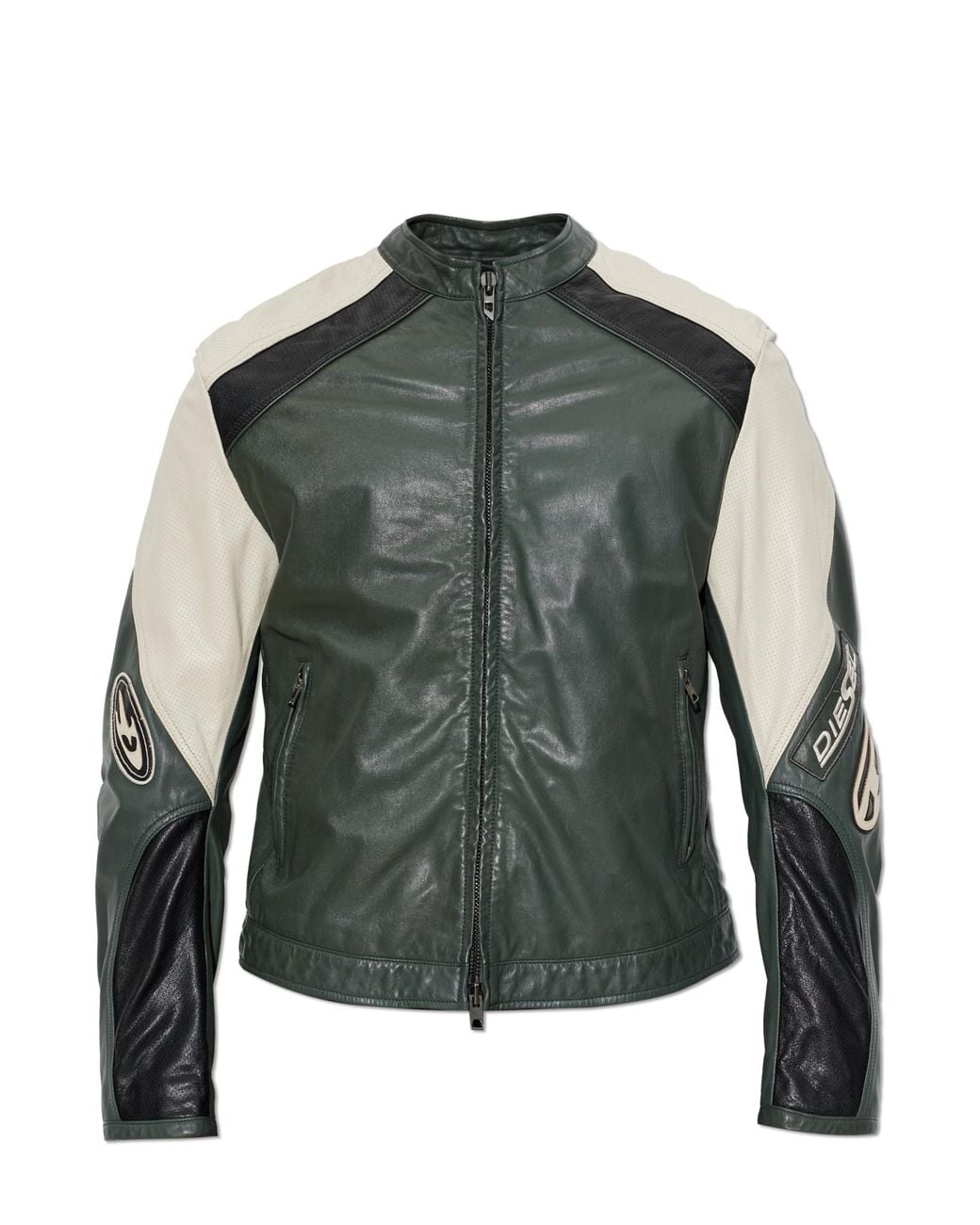 DIESEL Green Leather Jacket 'L-Ahti' for men
