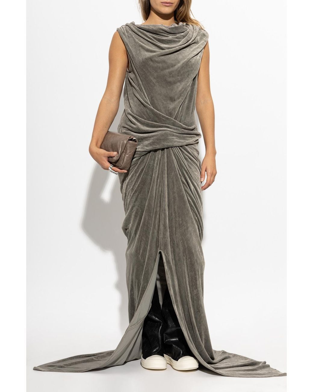 Rick Owens Gray Velvet Dress