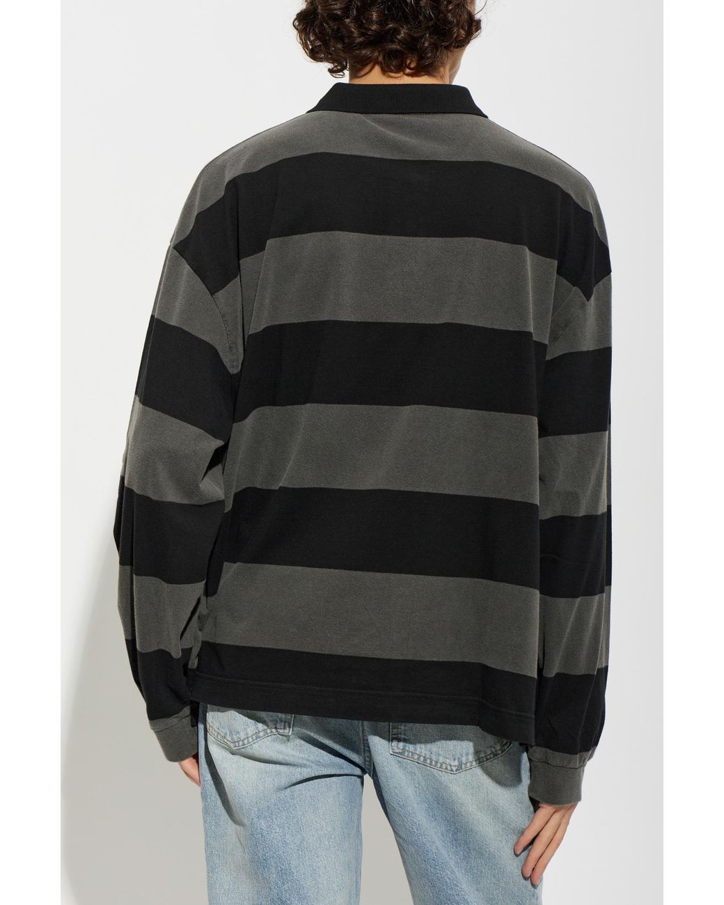 Represent Black Striped Polo for men