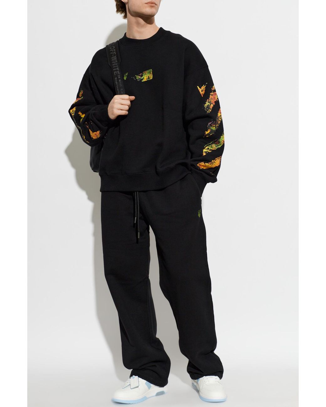 Off-White c/o Virgil Abloh Black Sweatshirt With A Multicolored Printed Logo for men
