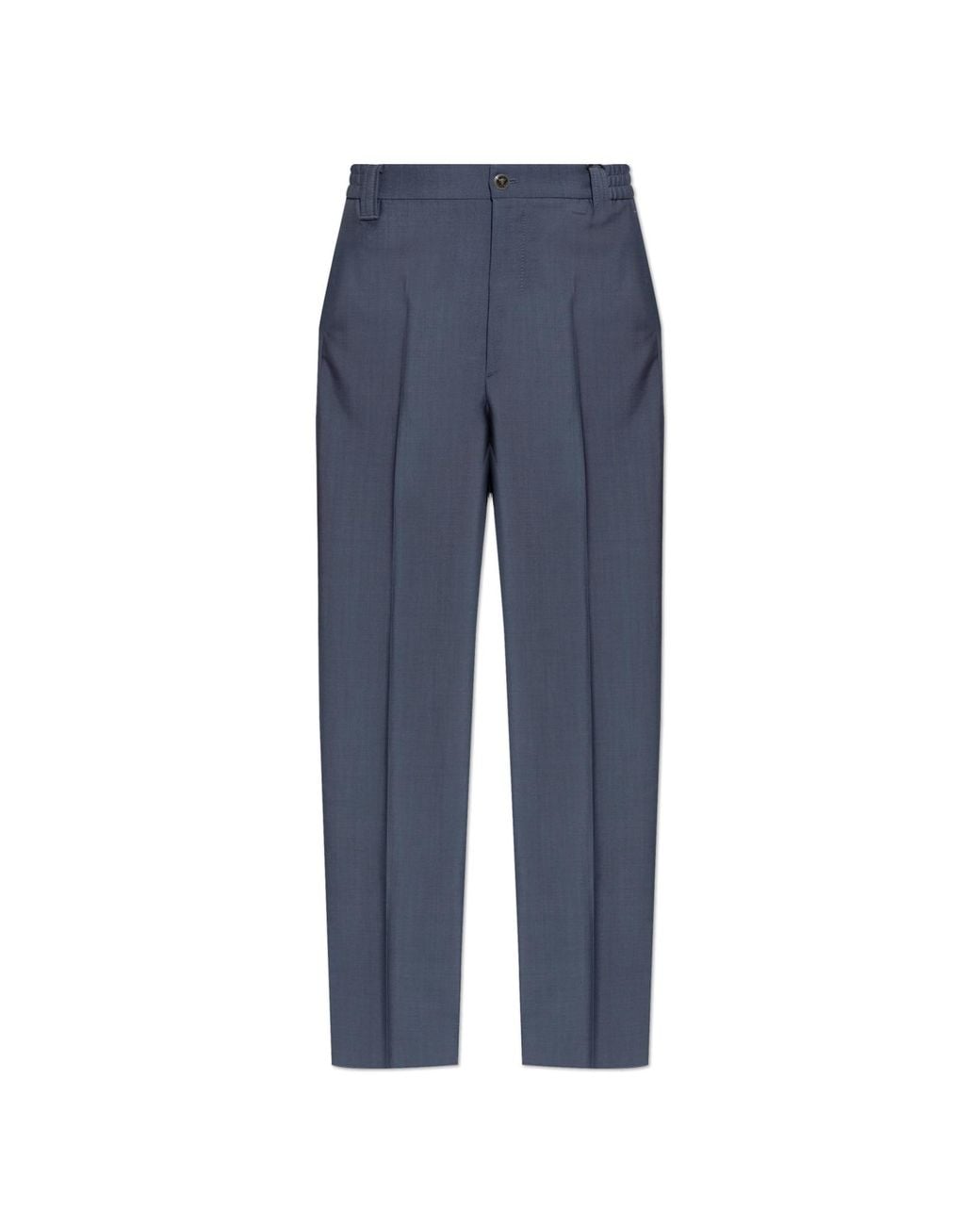 Versace Blue Wool Pleated Trousers for men
