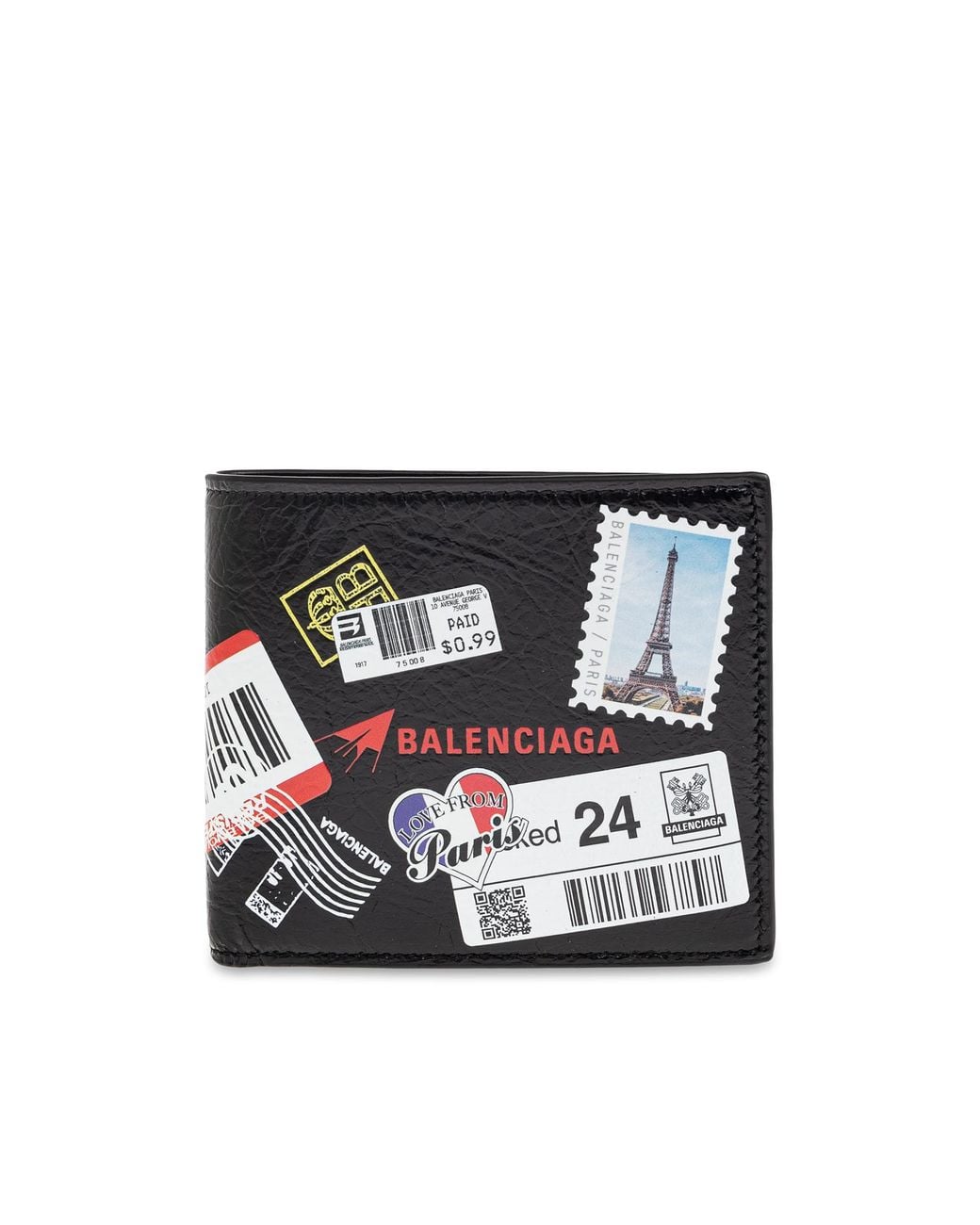 Balenciaga Black Leather Wallet With Logo for men