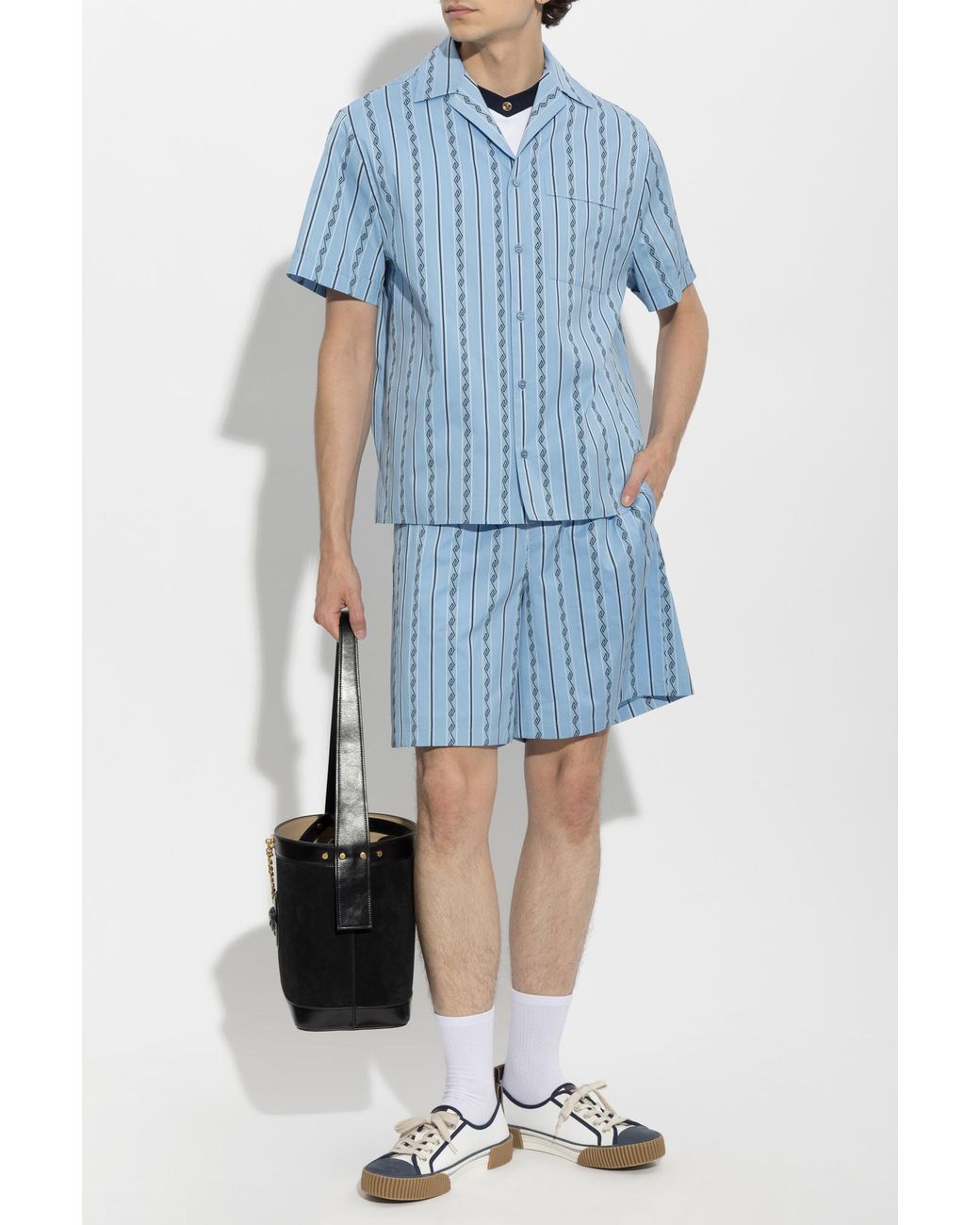 Versace Blue Shirt With Greek Pattern for men