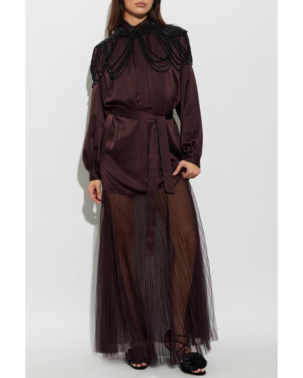 Forte_forte Purple Silk Belted Dress