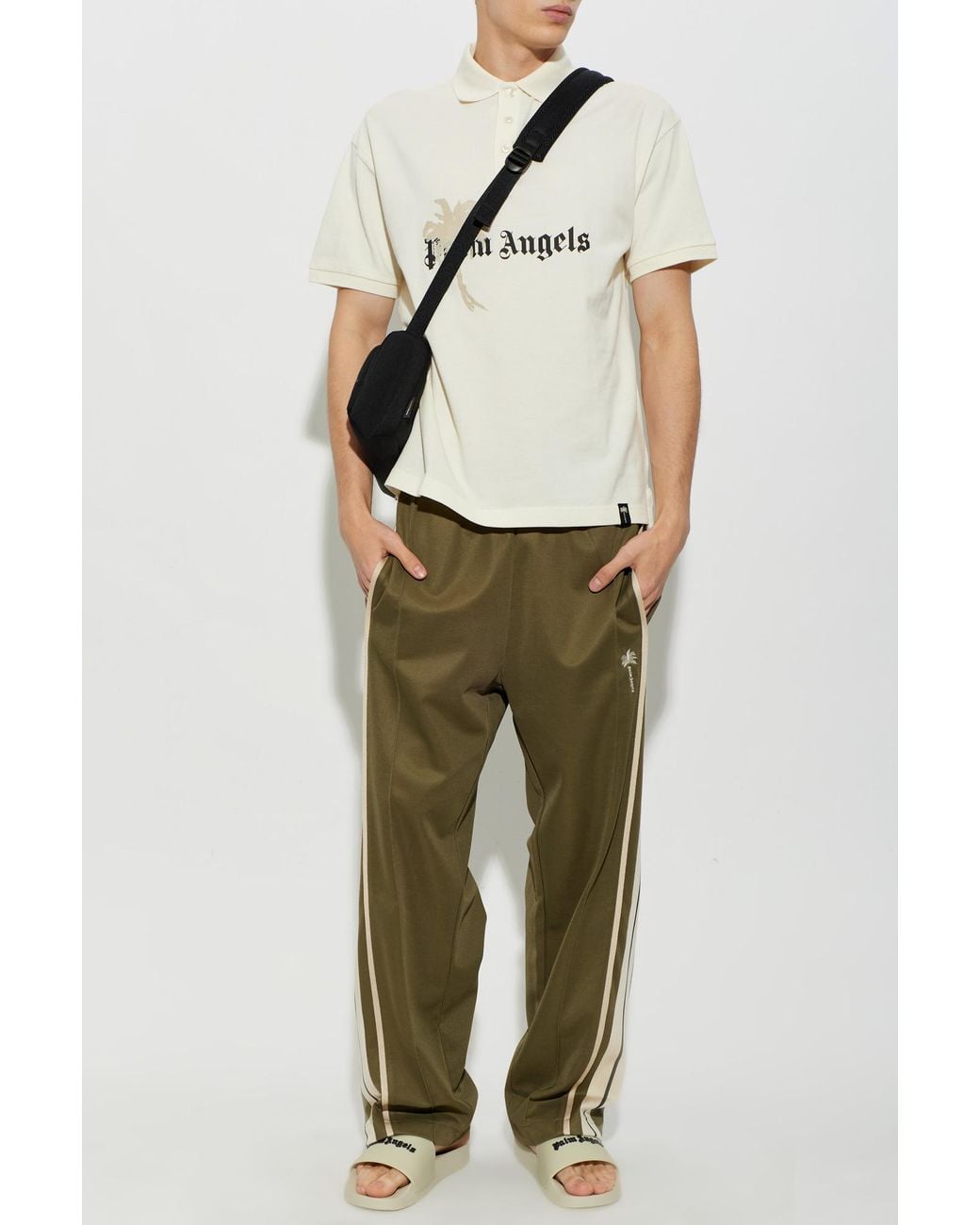 Palm Angels White Printed Cotton Polo Shirt for men