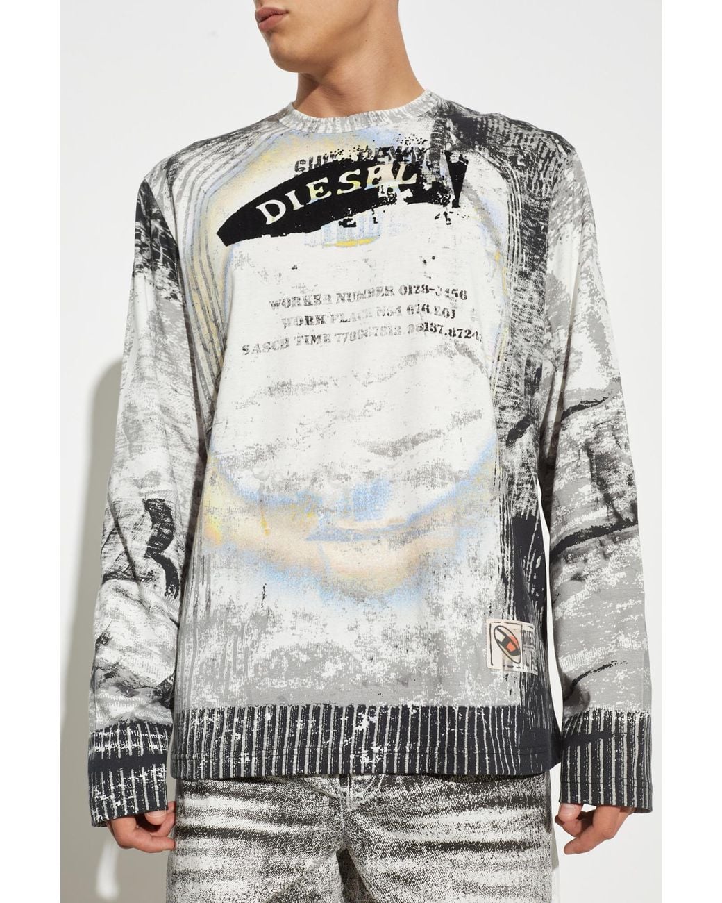 DIESEL T-Shirt T-Crane-Ls-S4 in Gray for Men | Lyst