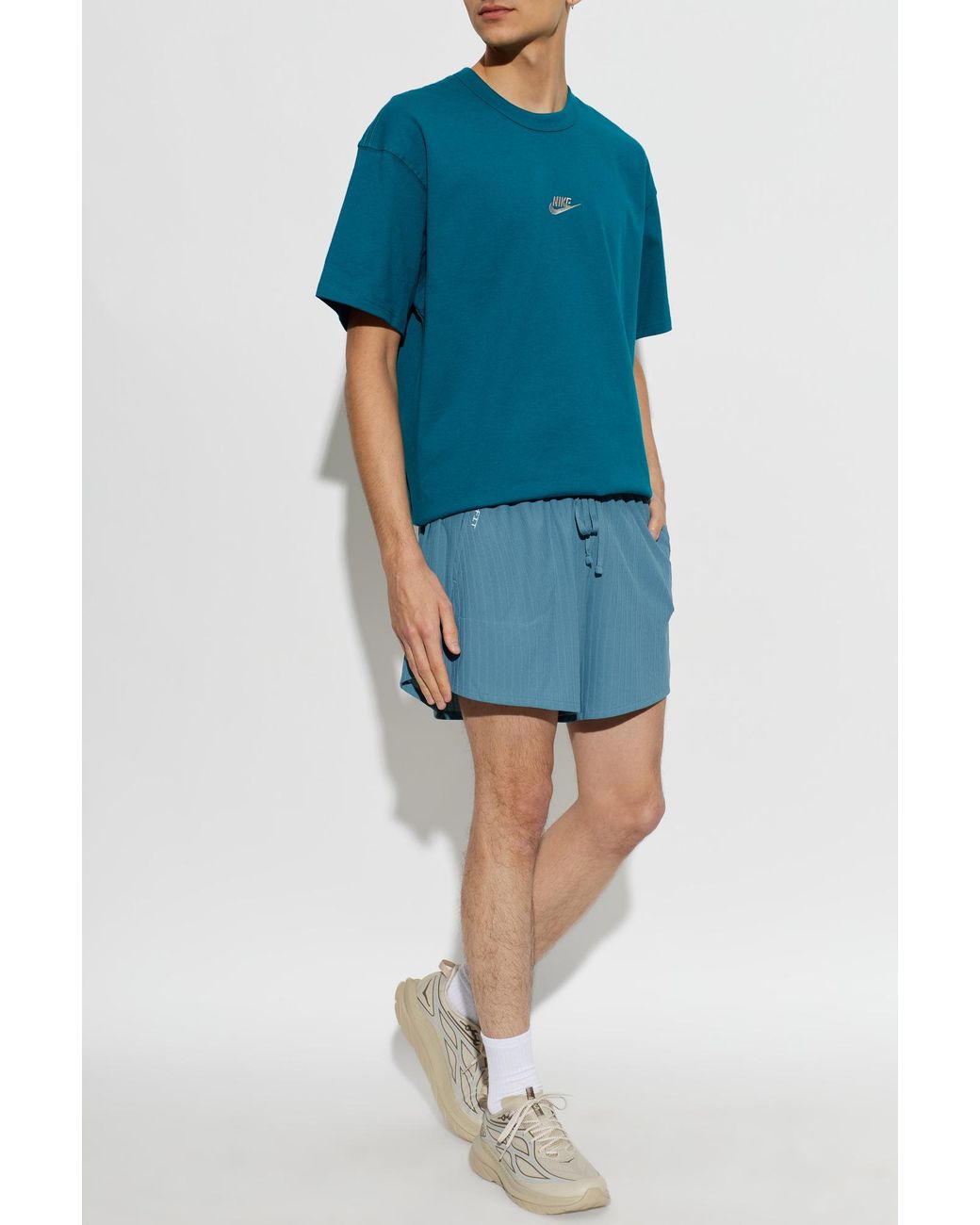 Nike Blue Oversized Embroidered Logo T-Shirt for men