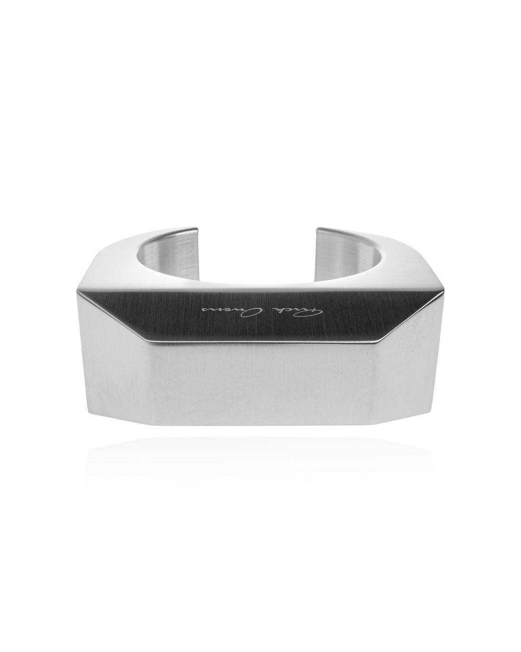 Rick Owens Metallic 'Bevelet' Bracelet With Engraved Logo