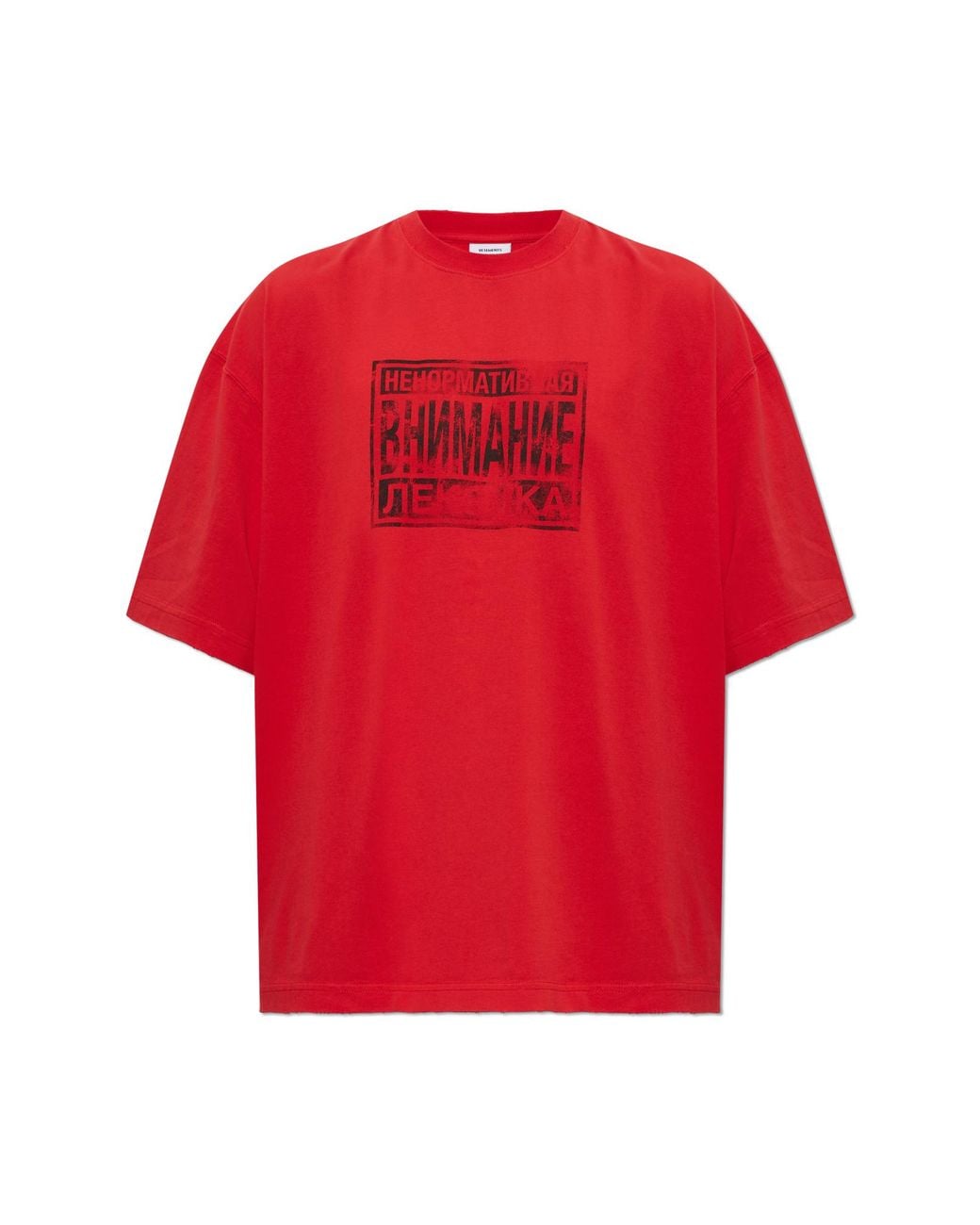 Vetements Red T-Shirt With Print for men