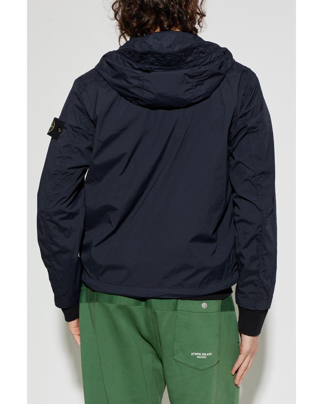 Stone Island Blue Jacket With Hood for men