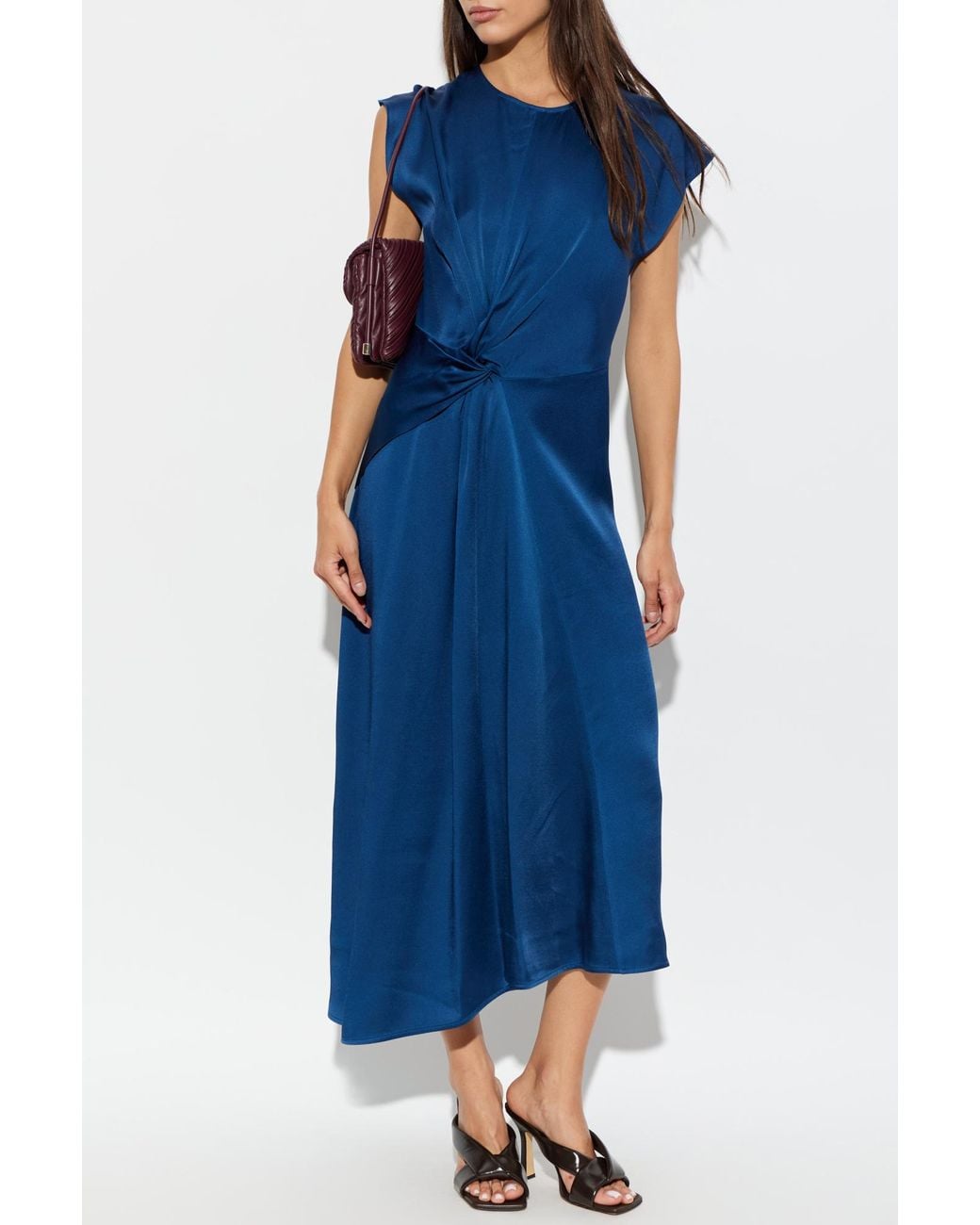 Victoria Beckham Blue Asymmetrical Dress With Draping