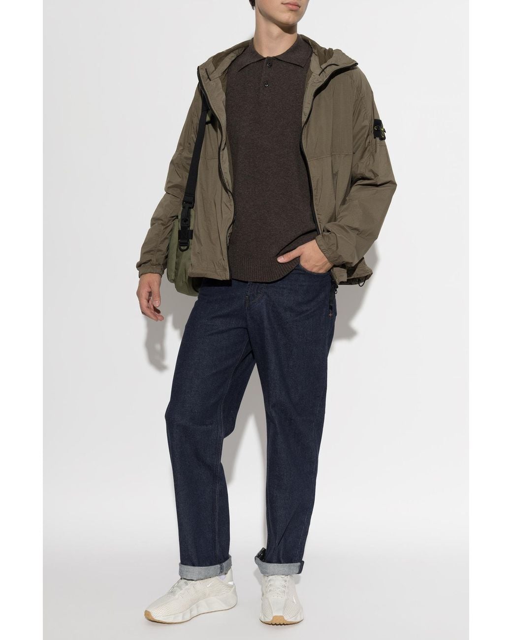 Stone Island Brown Jacket With Logo Patch for men