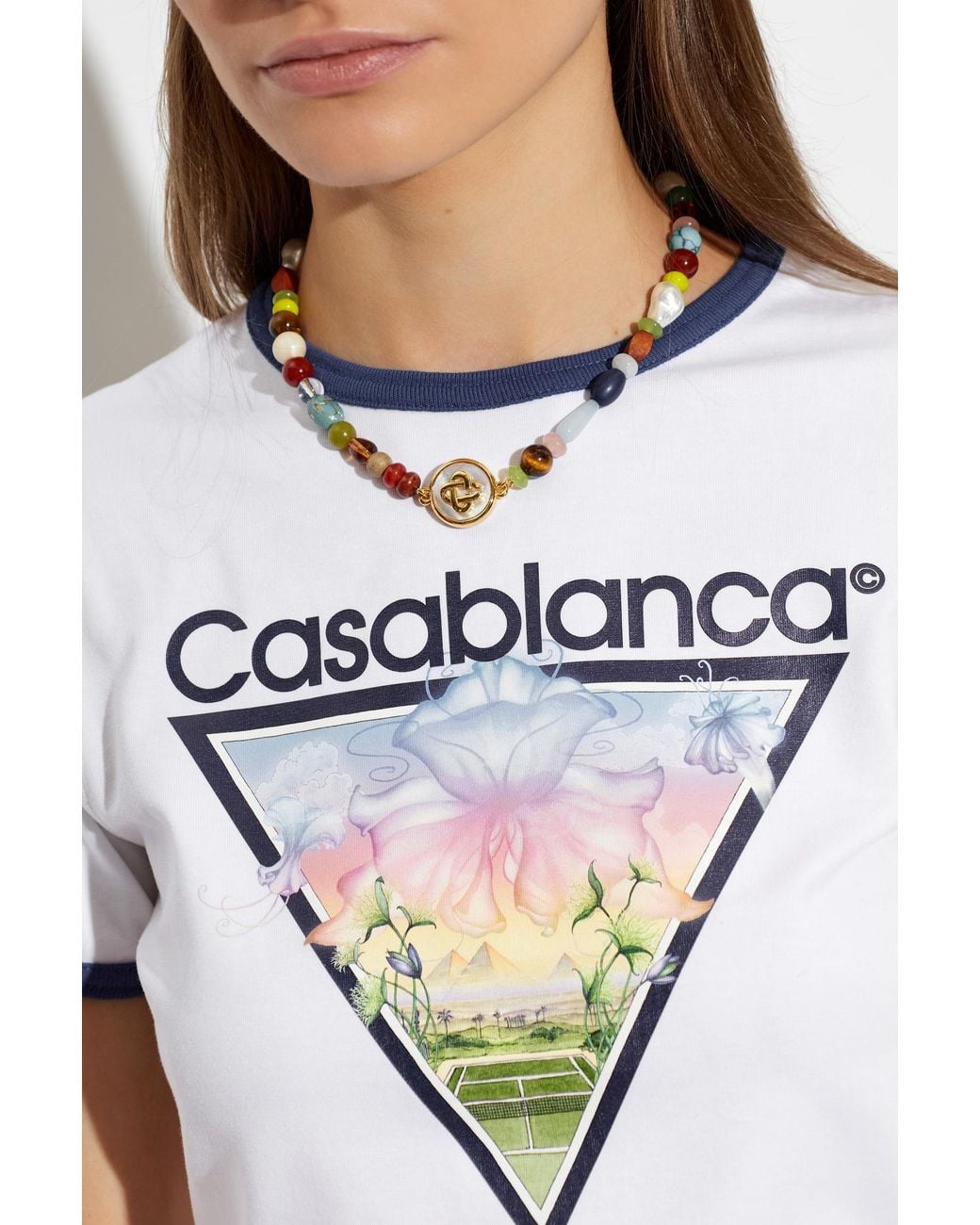 Casablanca White Short Necklace With Colorful Stones