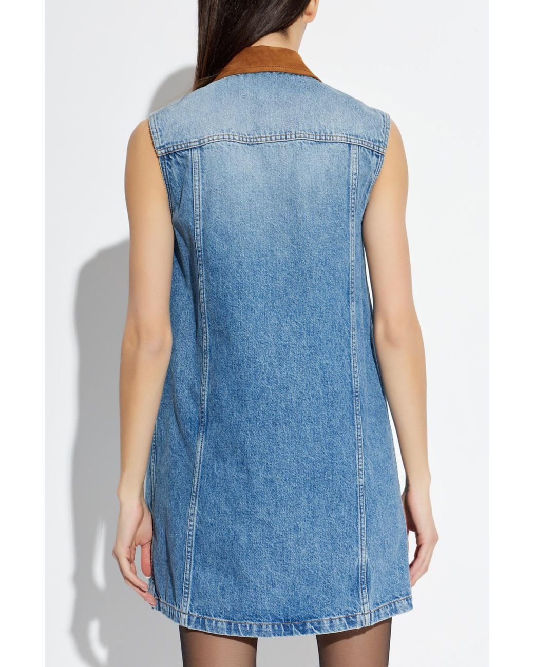 Versace Blue Denim Dress With Pockets