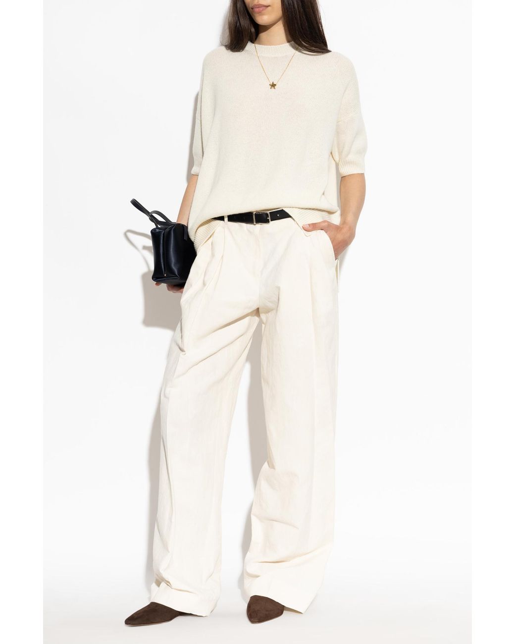 Jil Sander White Loose-Fit Cashmere Top