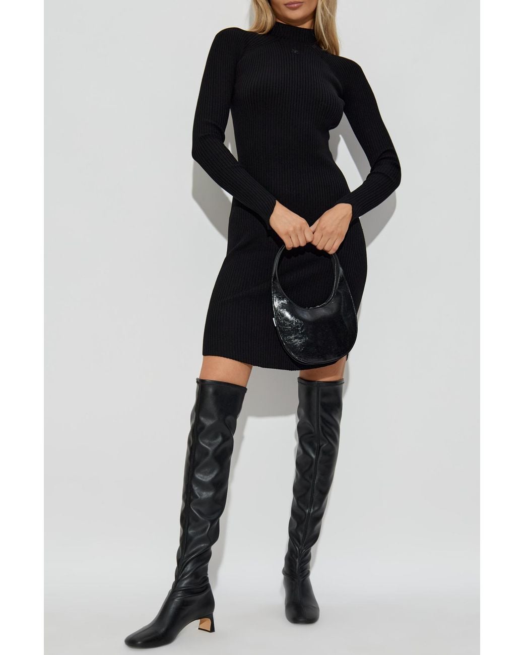Courreges Black Ribbed Dress