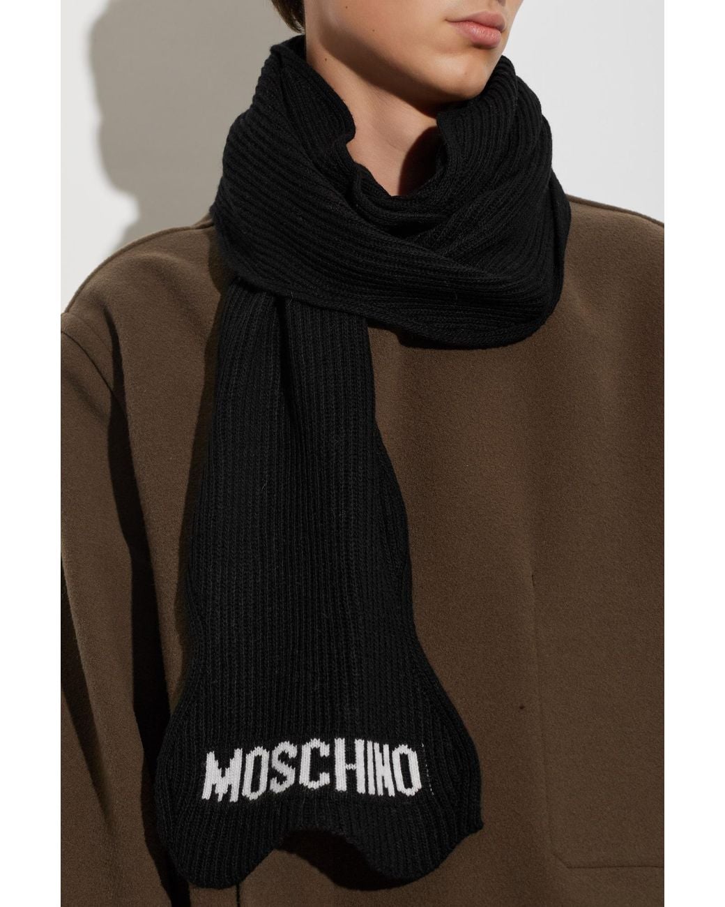Moschino Black Scarf With Logo