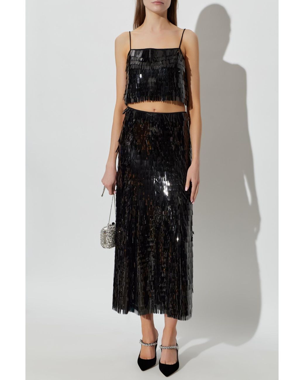 Self-Portrait Black Sequin Skirt