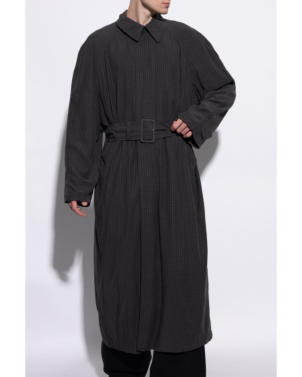 Balenciaga Black Coat With Check Pattern for men