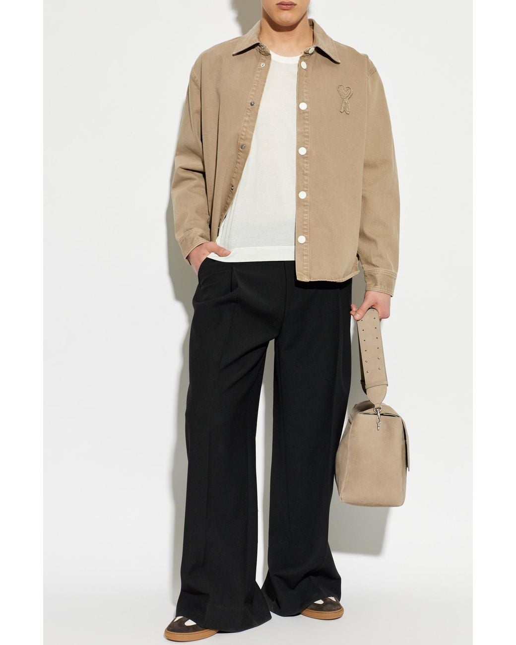 AMI Natural Denim Jacket With Patch for men